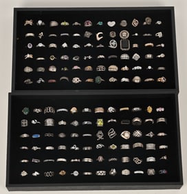 144-STERLING SILVER COSTUME JEWELRY RINGS