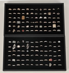 144-STERLING SILVER COSTUME JEWELRY RINGS
