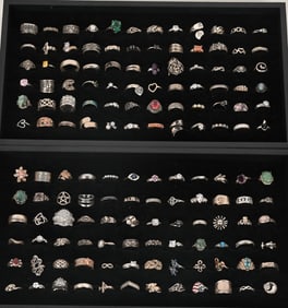 144-STERLING SILVER COSTUME JEWELRY RINGS