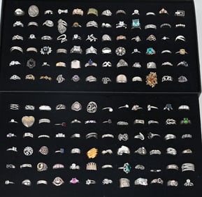 144-STERLING SILVER COSTUME JEWELRY RINGS