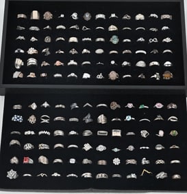 144-STERLING SILVER COSTUME JEWELRY RINGS