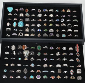 144-STERLING SILVER COSTUME JEWELRY RINGS