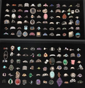 144-STERLING SILVER COSTUME JEWELRY RINGS