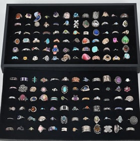 144-STERLING SILVER COSTUME JEWELRY RINGS
