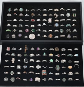 144-STERLING SILVER COSTUME JEWELRY RINGS