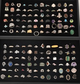 144-STERLING SILVER COSTUME JEWELRY RINGS