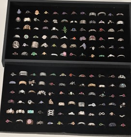 144-STERLING SILVER COSTUME JEWELRY RINGS