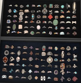 144-STERLING SILVER COSTUME JEWELRY RINGS