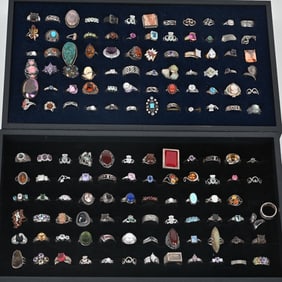 144-STERLING SILVER COSTUME JEWELRY RINGS