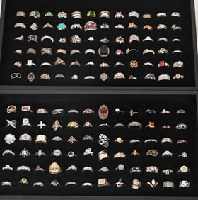 144-STERLING SILVER COSTUME JEWELRY RINGS