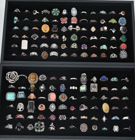 144-STERLING SILVER COSTUME JEWELRY RINGS