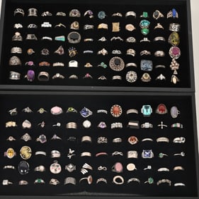144-STERLING SILVER COSTUME JEWELRY RINGS