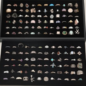 144-STERLING SILVER COSTUME JEWELRY RINGS