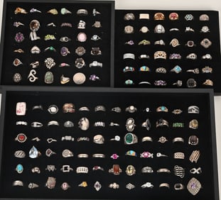 144-STERLING SILVER COSTUME JEWELRY RINGS