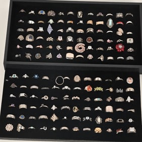 144-STERLING SILVER COSTUME JEWELRY RINGS