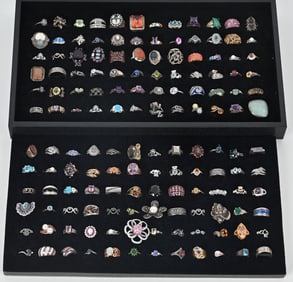 144-STERLING SILVER COSTUME JEWELRY RINGS