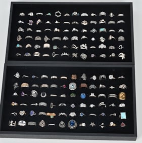 144-STERLING SILVER COSTUME JEWELRY RINGS