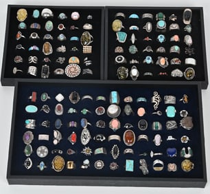 144-STERLING SILVER COSTUME JEWELRY RINGS