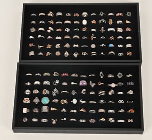 144-STERLING SILVER COSTUME JEWELRY RINGS