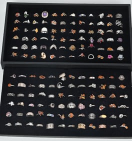 144-STERLING SILVER COSTUME JEWELRY RINGS