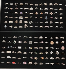 144-STERLING SILVER COSTUME JEWELRY RINGS