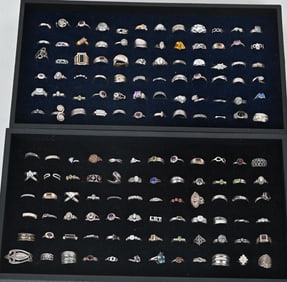 144-STERLING SILVER COSTUME JEWELRY RINGS