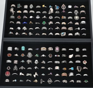 144-STERLING SILVER COSTUME JEWELRY RINGS