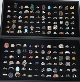 144-STERLING SILVER COSTUME JEWELRY RINGS