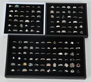 144-STERLING SILVER COSTUME JEWELRY RINGS