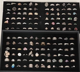 144-STERLING SILVER COSTUME JEWELRY RINGS