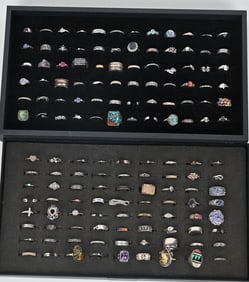 144-STERLING SILVER COSTUME JEWELRY RINGS
