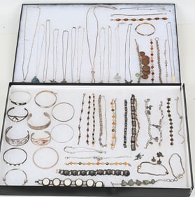 LOT OF STERLING SILVER COSTUME JEWELRY