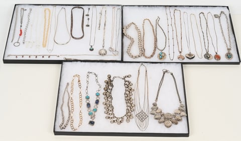 LOT OF STERLING SILVER COSTUME JEWELRY