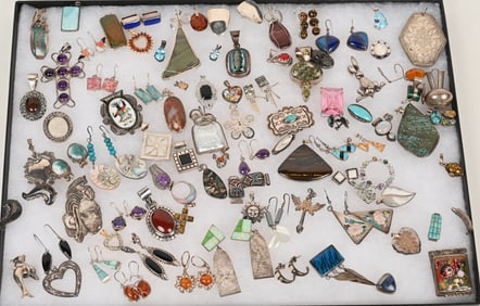 LOT OF STERLING SILVER COSTUME JEWELRY