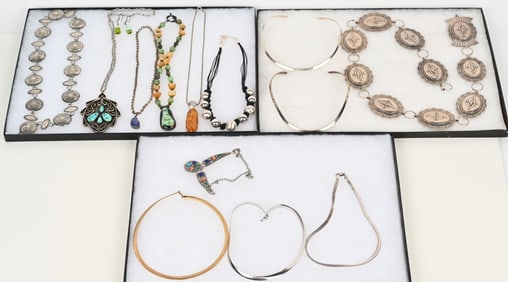 LOT OF STERLING SILVER COSTUME JEWELRY