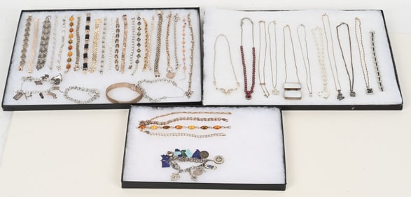 LOT OF STERLING SILVER COSTUME JEWELRY