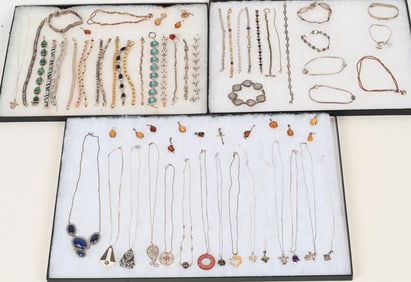 LOT OF STERLING SILVER COSTUME JEWELRY