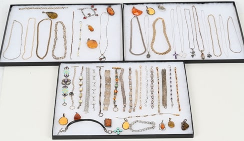 LOT OF STERLING SILVER COSTUME JEWELRY