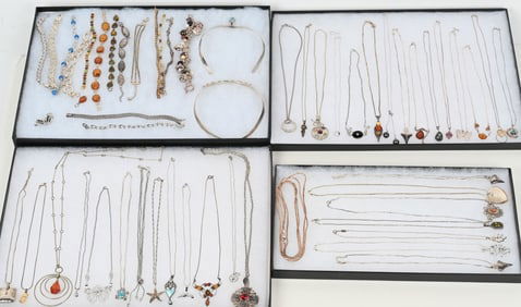 LOT OF STERLING SILVER COSTUME JEWELRY