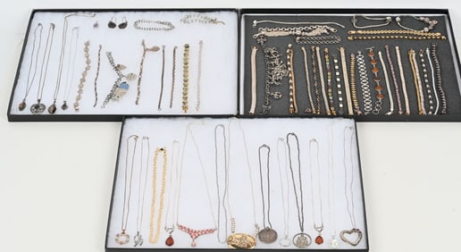 LOT OF STERLING SILVER COSTUME JEWELRY