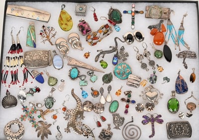 LOT OF STERLING SILVER COSTUME JEWELRY