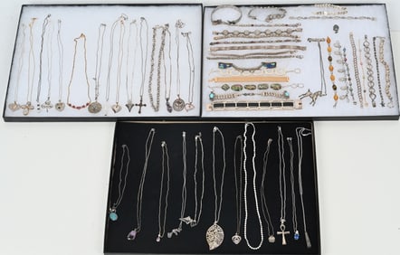 LOT OF STERLING SILVER COSTUME JEWELRY