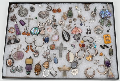 LOT OF STERLING SILVER COSTUME JEWELRY