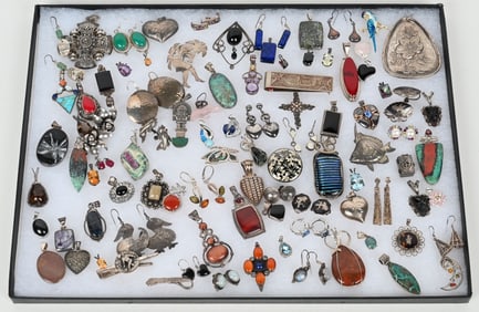 LOT OF STERLING SILVER COSTUME JEWELRY