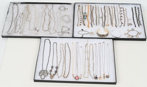 LOT OF STERLING SILVER COSTUME JEWELRY