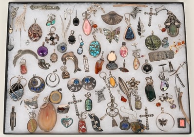 LOT OF STERLING SILVER COSTUME JEWELRY