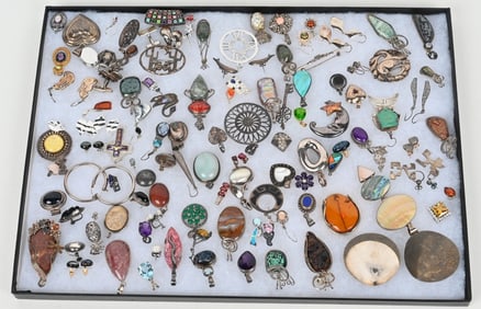 LOT OF STERLING SILVER COSTUME JEWELRY