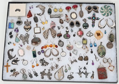 LOT OF STERLING SILVER COSTUME JEWELRY