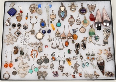 LOT OF STERLING SILVER COSTUME JEWELRY