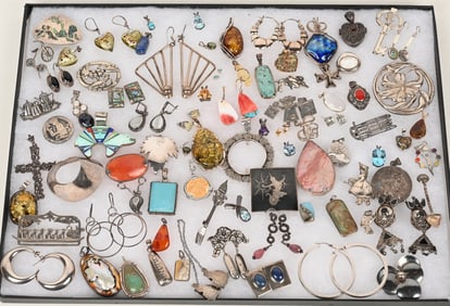 LOT OF STERLING SILVER COSTUME JEWELRY